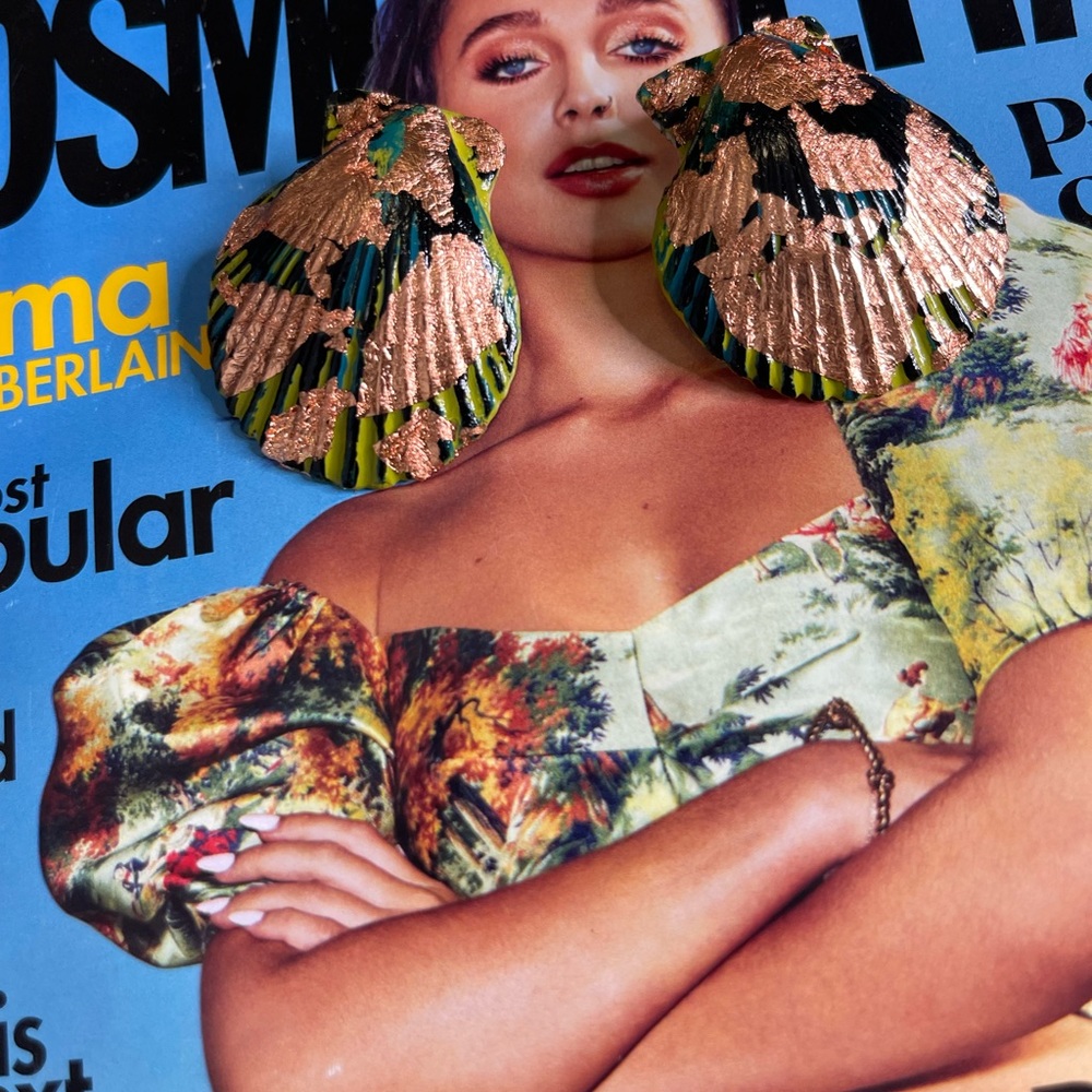 Statement Seashell Stud Earrings - image 1